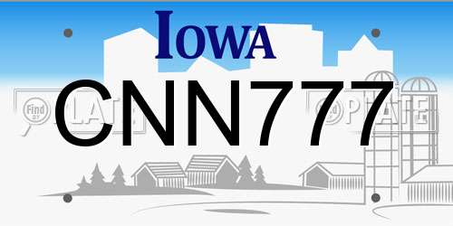 CNN777 Iowa License Plate