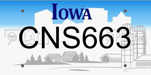CNS663 Iowa License Plate