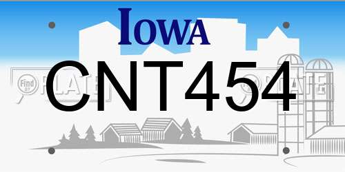 CNT454 Iowa License Plate