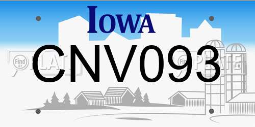 CNV093 Iowa License Plate