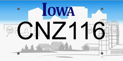 CNZ116 Iowa License Plate