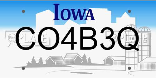 CO4B3Q Iowa License Plate