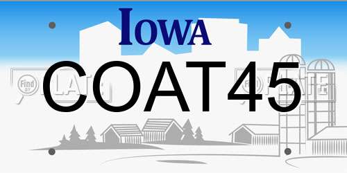 COAT45 Iowa License Plate