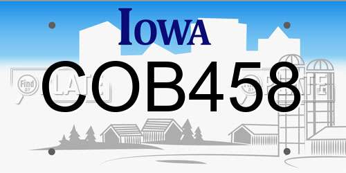 COB458 Iowa License Plate