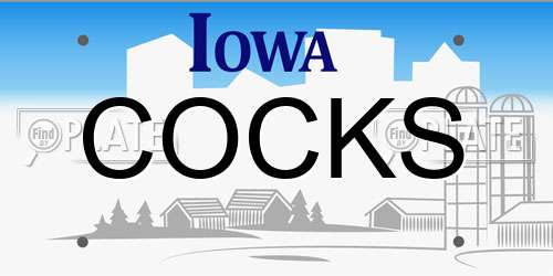 COCKS Iowa License Plate