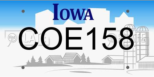 COE158 Iowa License Plate
