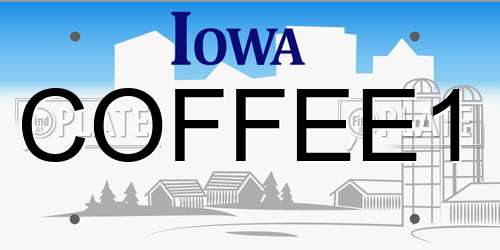 COFFEE1 Iowa License Plate