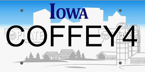 COFFEY4 Iowa License Plate