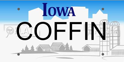 COFFIN Iowa License Plate
