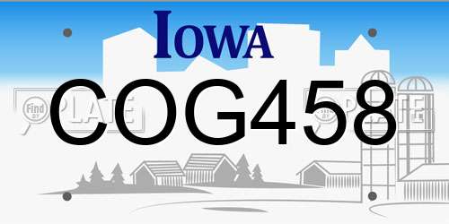 COG458 Iowa License Plate