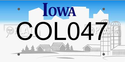 COL047 Iowa License Plate