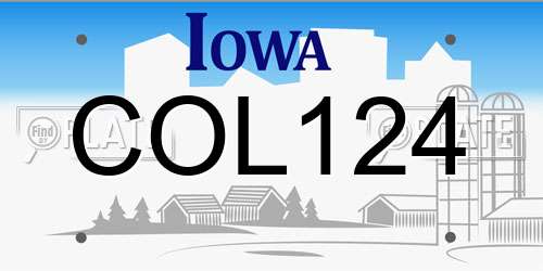 COL124 Iowa License Plate