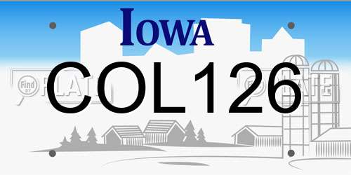 COL126 Iowa License Plate