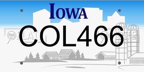 COL466 Iowa License Plate