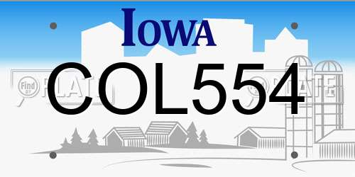 COL554 Iowa License Plate