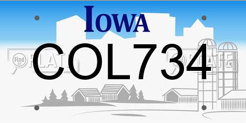 COL734 Iowa License Plate