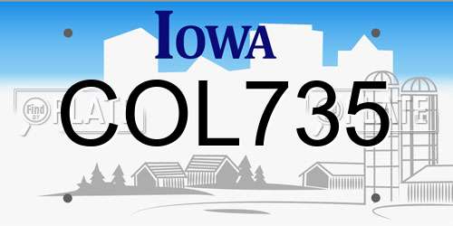 COL735 Iowa License Plate