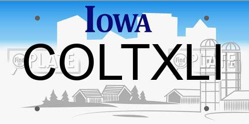 COLTXLI Iowa License Plate