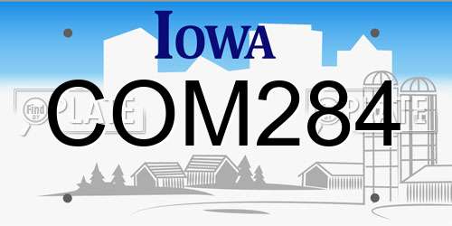 COM284 Iowa License Plate