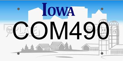 COM490 Iowa License Plate