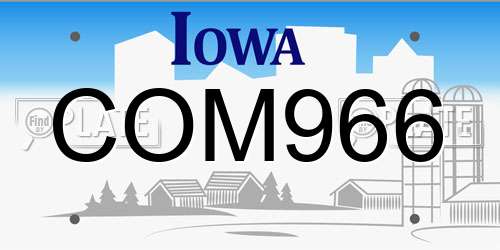 COM966 Iowa License Plate