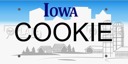 COOKIE Iowa License Plate