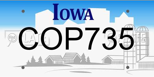 COP735 Iowa License Plate