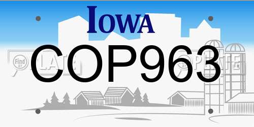 COP963 Iowa License Plate