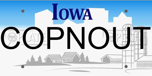 COPNOUT Iowa License Plate