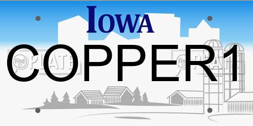 COPPER1 Iowa License Plate