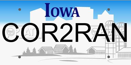 COR2RAN Iowa License Plate