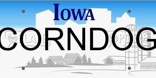 CORNDOG Iowa License Plate