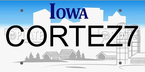 CORTEZ7 Iowa License Plate