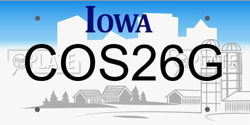 COS26G Iowa License Plate