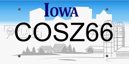 COSZ66 Iowa License Plate
