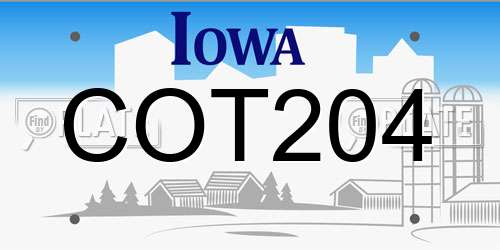 COT204 Iowa License Plate