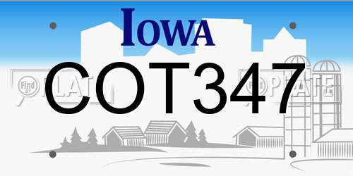 COT347 Iowa License Plate