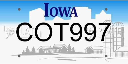 COT997 Iowa License Plate