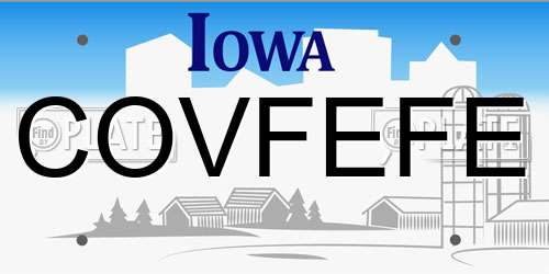 COVFEFE Iowa License Plate