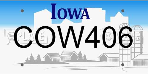 COW406 Iowa License Plate