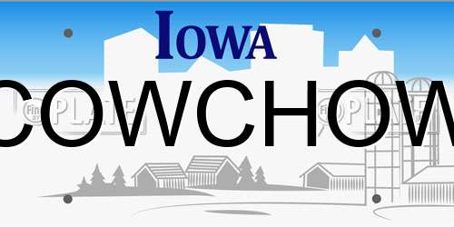 COWCHOW Iowa License Plate