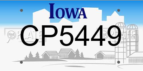 CP5449 Iowa License Plate