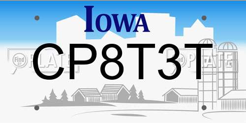 CP8T3T Iowa License Plate