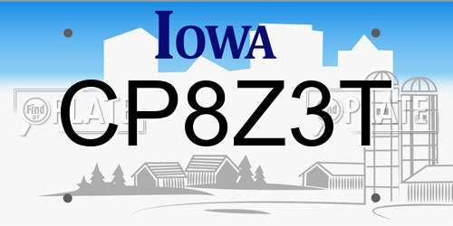 CP8Z3T Iowa License Plate