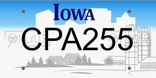 CPA255 Iowa License Plate