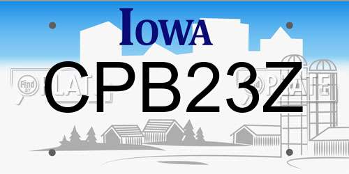 CPB23Z Iowa License Plate