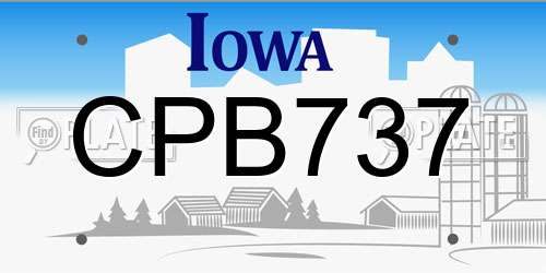 CPB737 Iowa License Plate