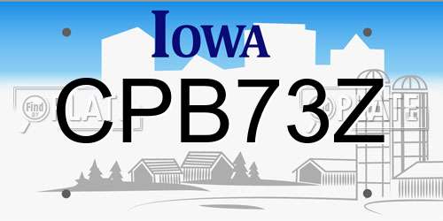 CPB73Z Iowa License Plate