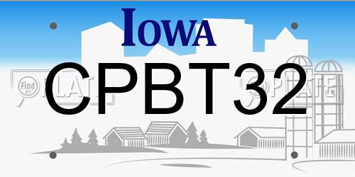 CPBT32 Iowa License Plate