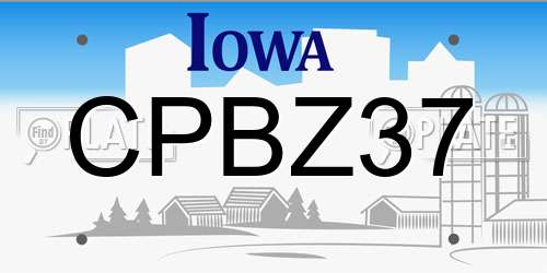 CPBZ37 Iowa License Plate